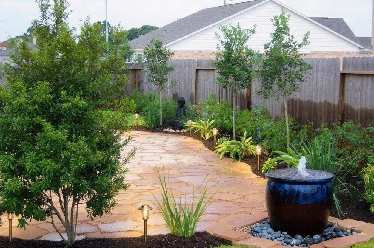 Outdoor lighting and water features Houston TX