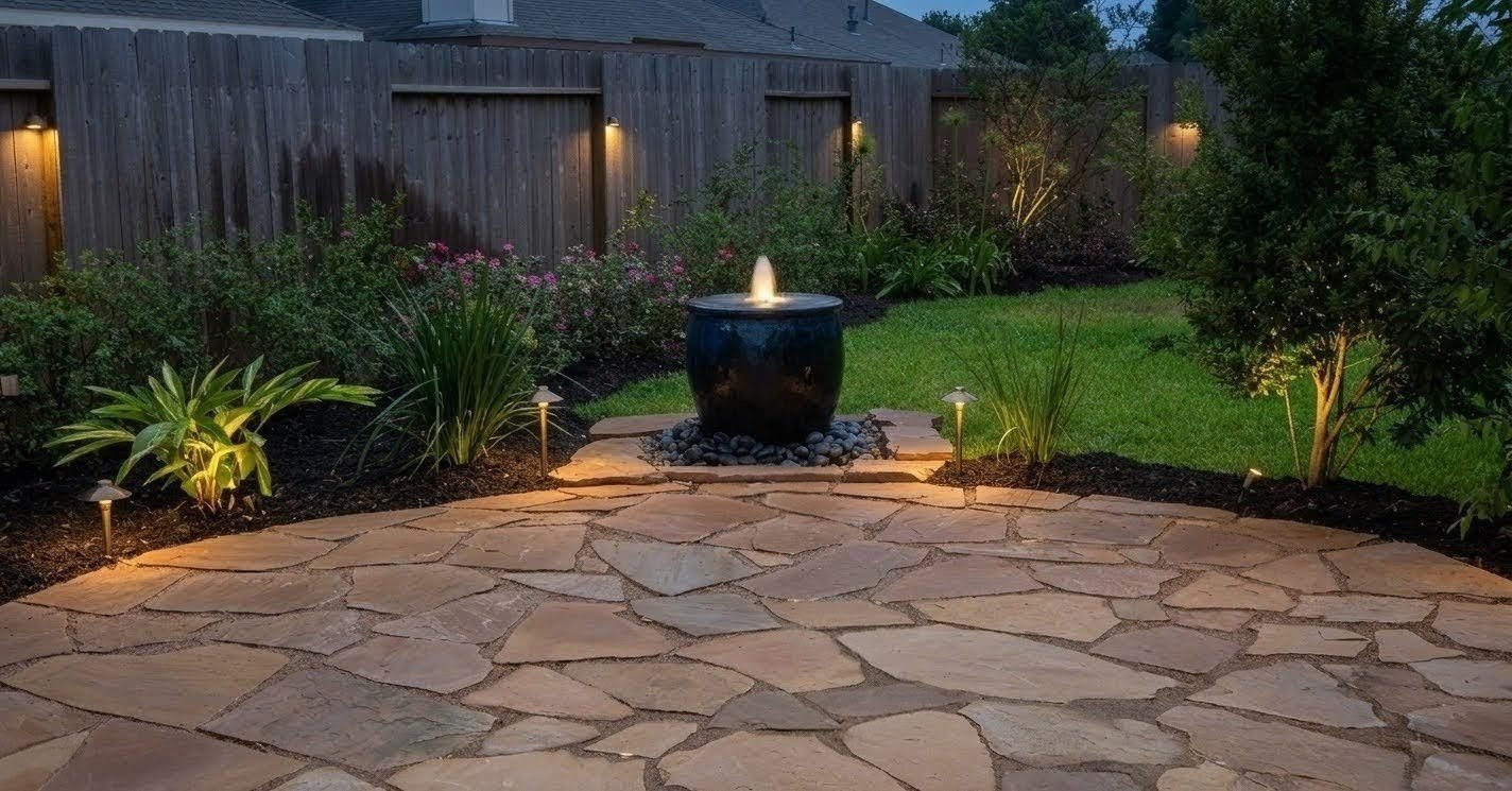 Outdoor lighting and water features Houston TX